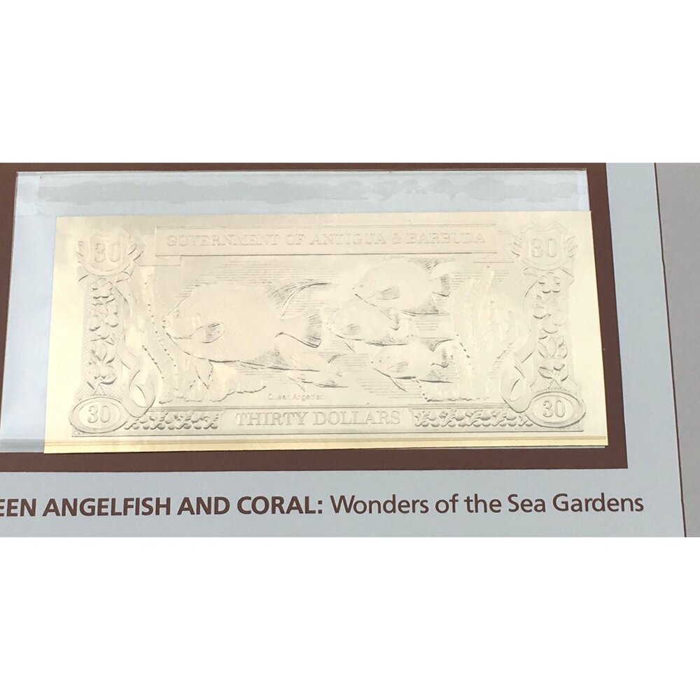 Gold Bank Notes Of Antigua And Barbuda 23 K Gold 30 Dollars Queen